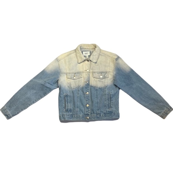 Forever 21 Los Angeles size small blue ombré oversized denim faded jean jacket - Picture 2 of 11